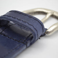 35mm blauwe gestikt italiaans volnerf lederen riem