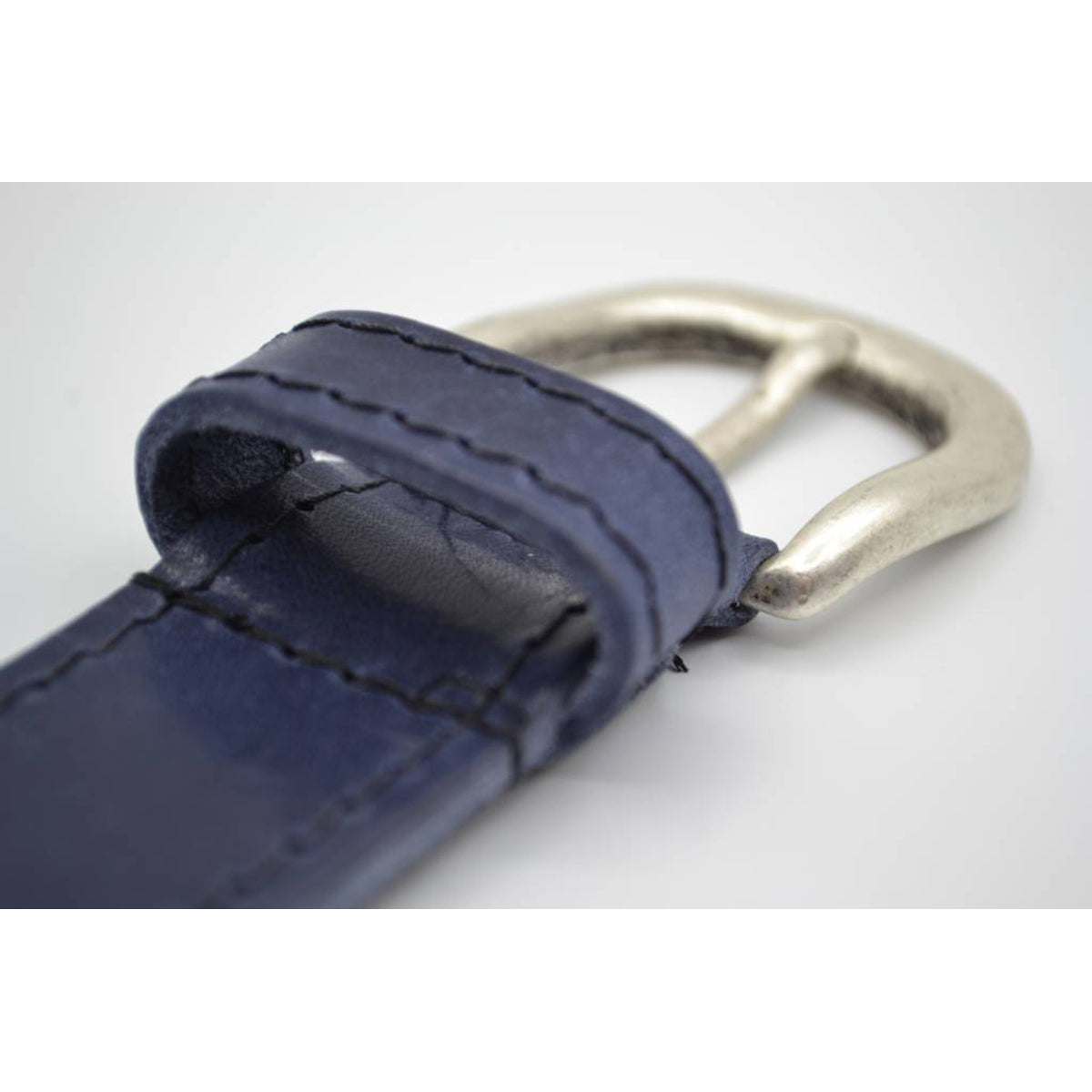 35mm blauwe gestikt italiaans volnerf lederen riem