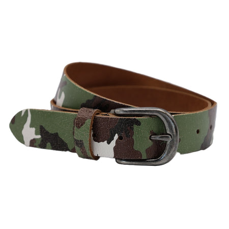Camouflage riem 35mm breed en gunmetal gesp.