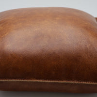 Cognac vintage echt leren sierKussen
