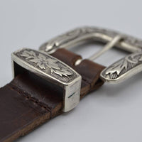 3cm bruine western stud riem met oud zilveren gesp