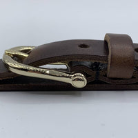 Bruine smalle damesriem met gouden gesp
