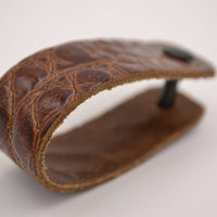 Cognac croco echt lederen sleutelhanger
