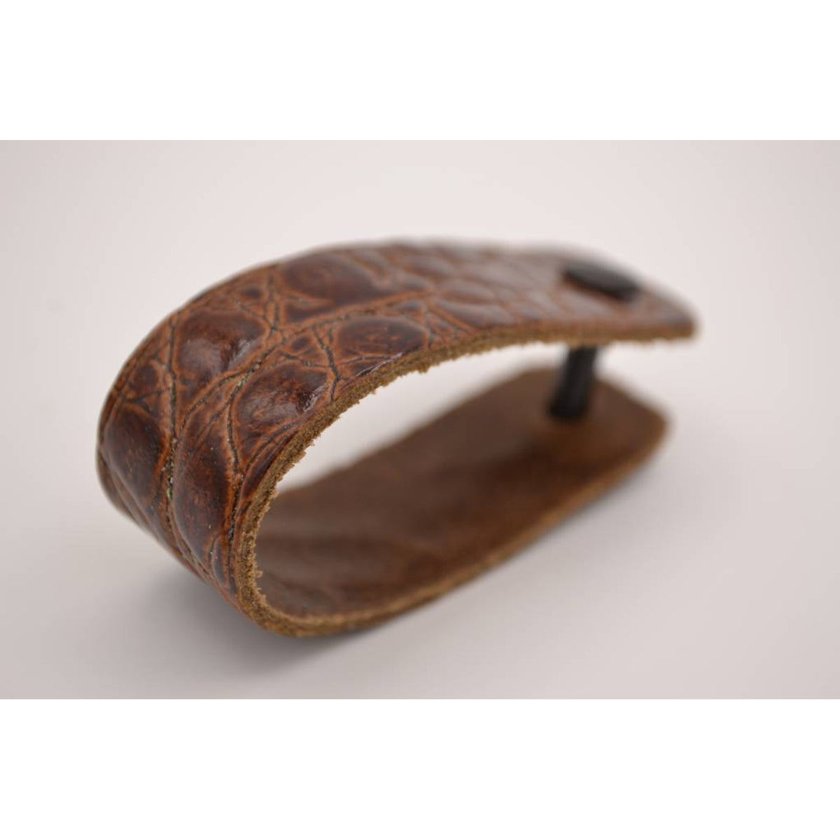 Cognac croco echt lederen sleutelhanger