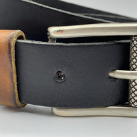 Stoere zwarte riem met gewassen vintage leer