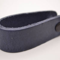 blauwe echt lederen sleutelhanger 