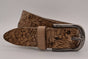 Taupe bloemlaser echt lederen riem