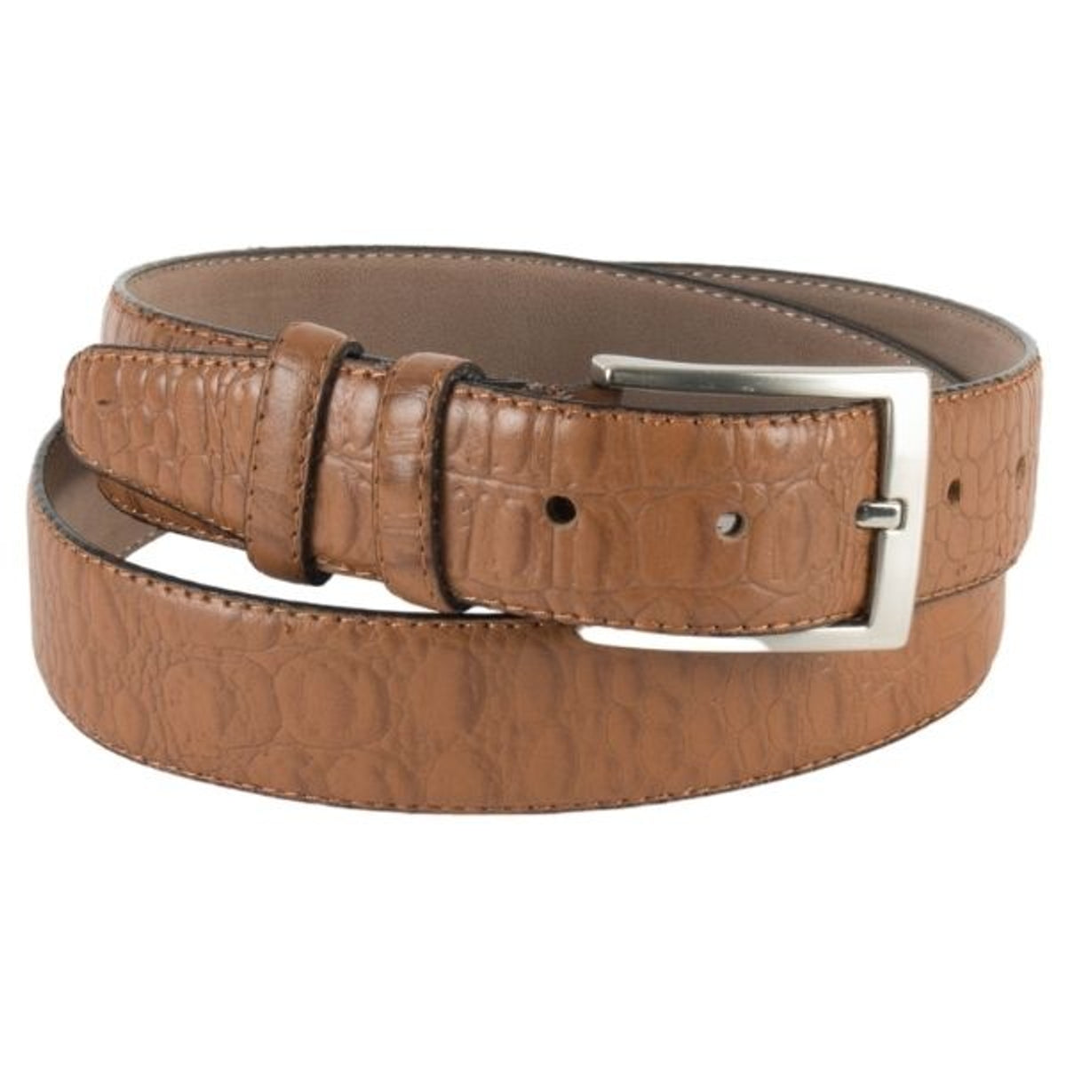 Nette cognac riem met krokodillenprint. 