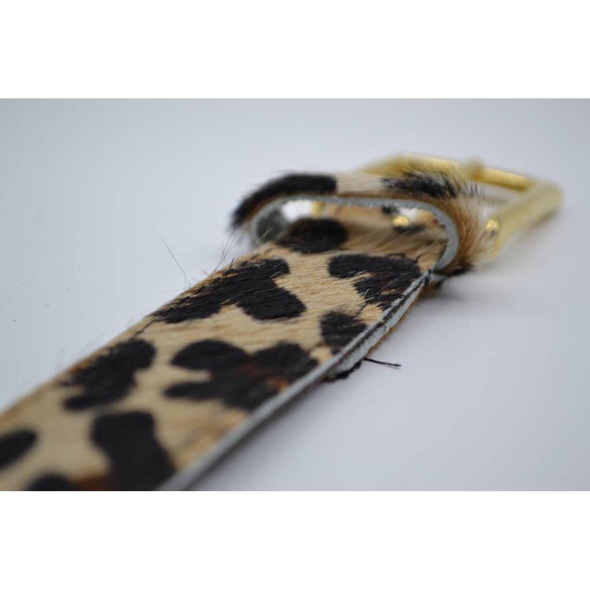 3cm brede luipaard printriem met gouden gesp
