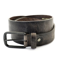Bruine 3,5 cm brede riem met hoogwaardig gekreukt leer. 