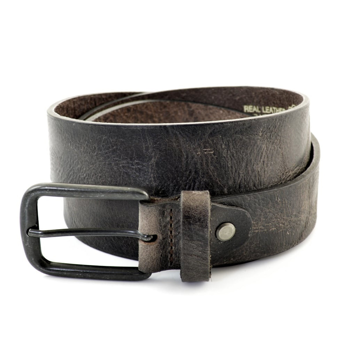 Bruine 3,5 cm brede riem met hoogwaardig gekreukt leer. 