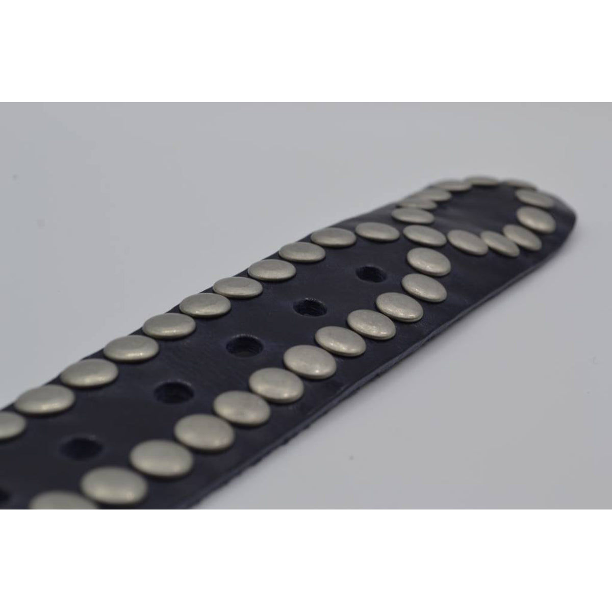 4cm blauwe volle studriem van Italiaans volnerf leer