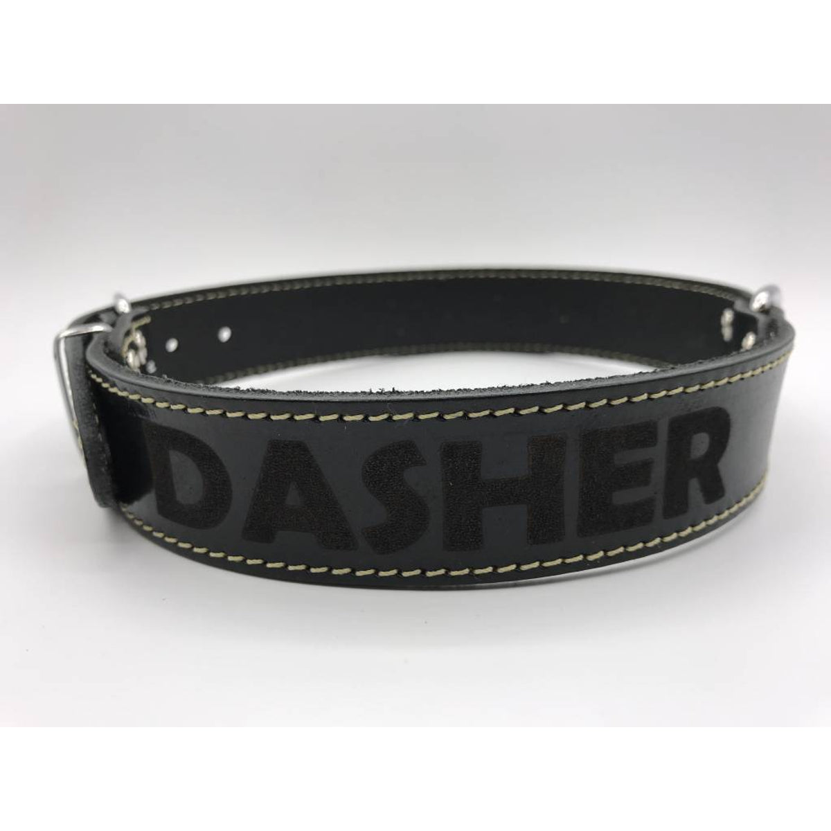 Hondenhalsband 30cm zwart echt Italiaans leer 