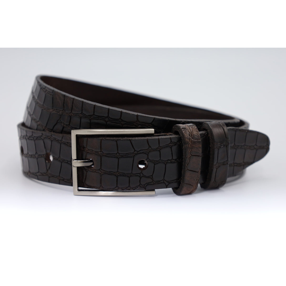 3,5cm luxe Kroko print bruine leren riem 
