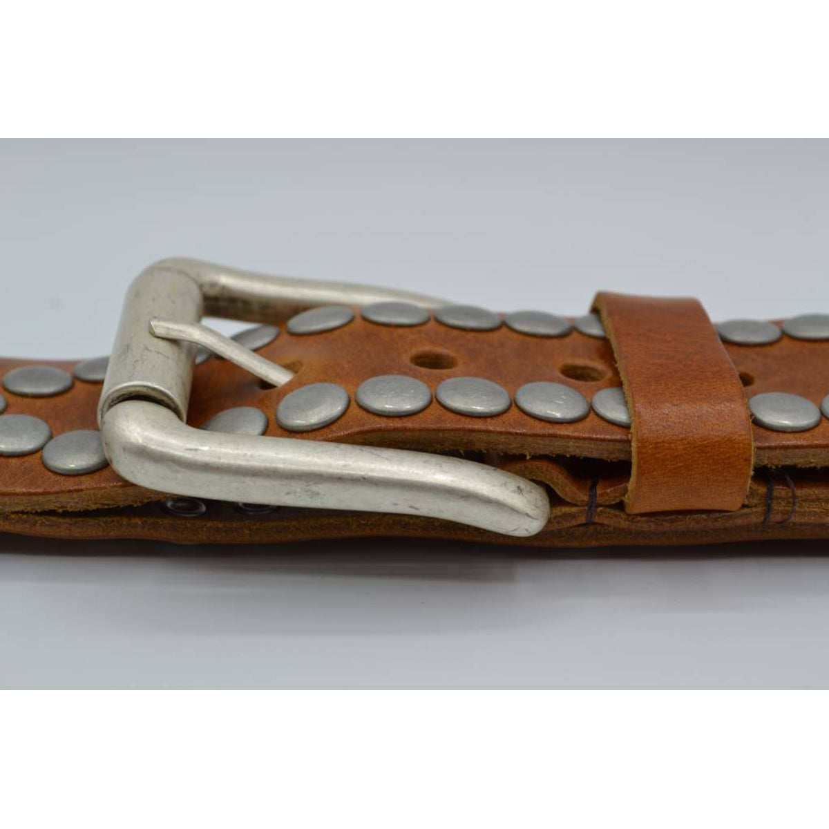 4cm cognac volle studriem van Italiaans volnerf leer