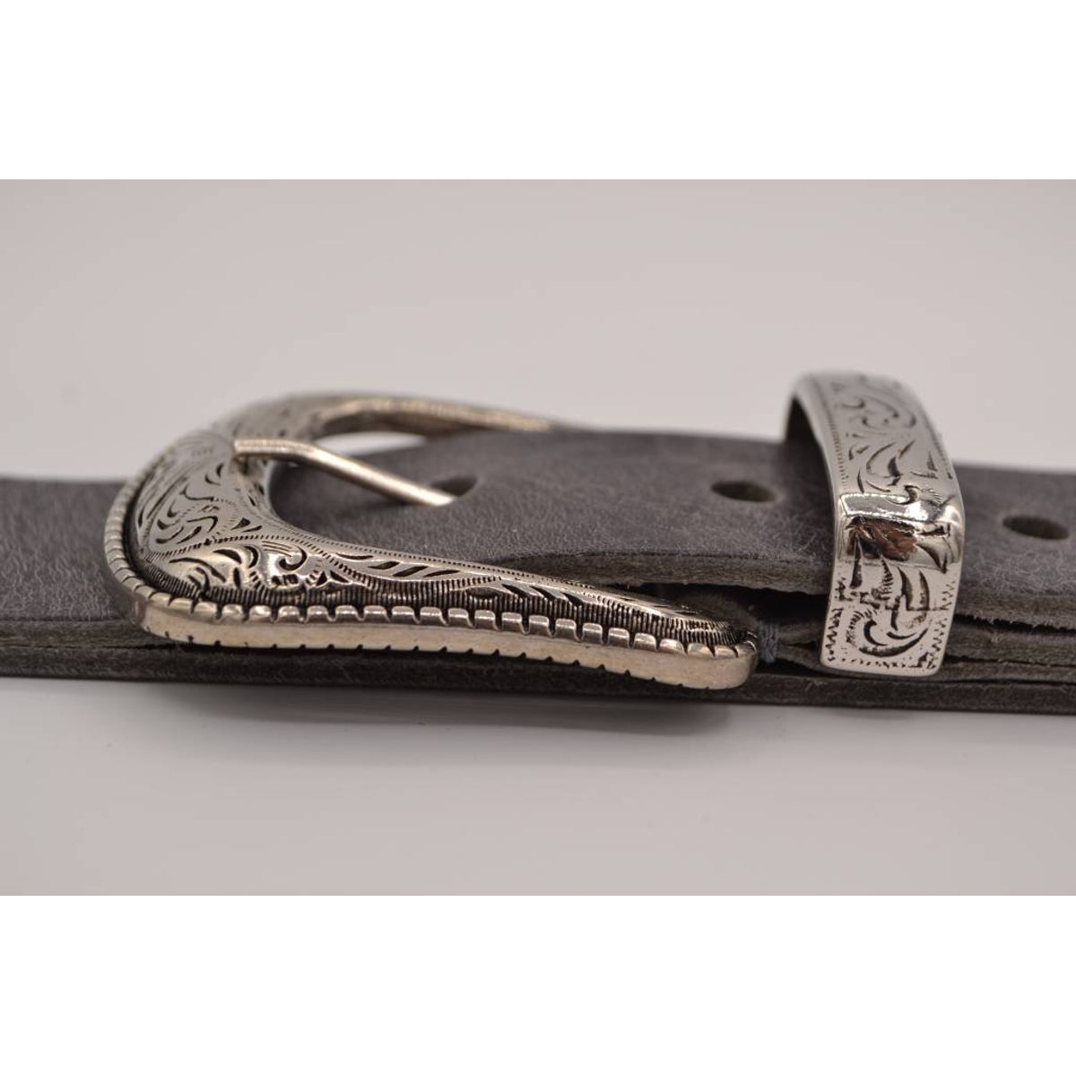 4cm western grijze volnerf lederen riem