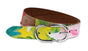 Kleurrijke riem, 30mm breed en zilveren subtiele  gesp.