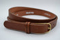 smalle cognac damesriem met gouden gesp