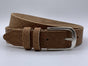 Trendy cognac damesriem met slangenprint.