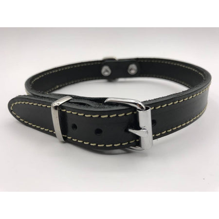 Hondenhalsband 30cm zwart echt Italiaans leer 