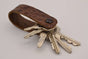 Cognac croco echt lederen sleutelhanger