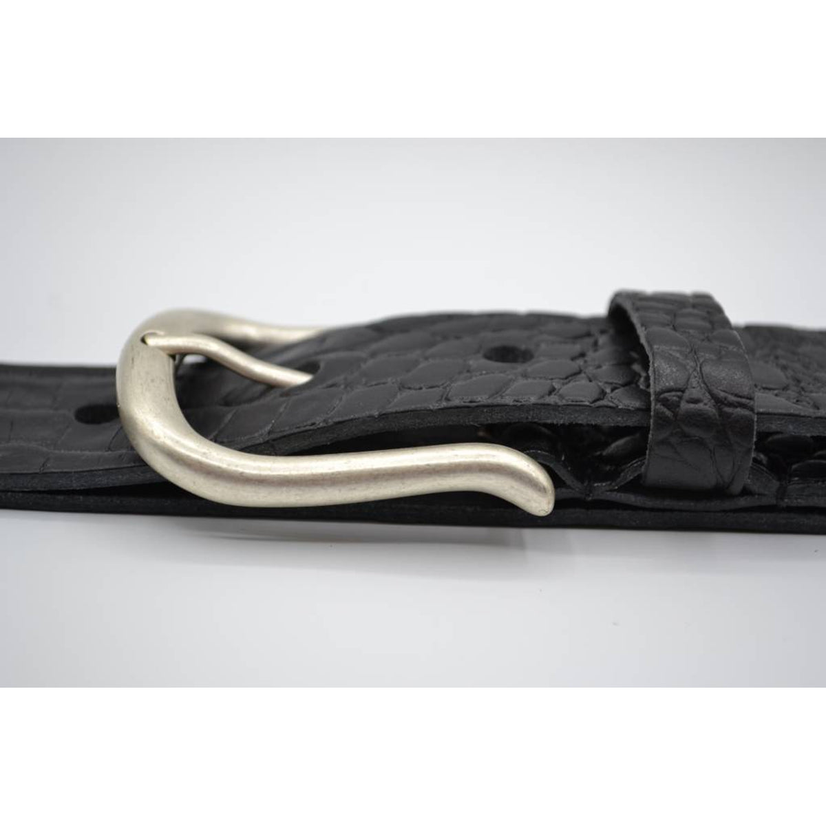4cm croco zwart italiaans volnerf lederen casual riem