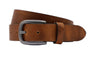 3.5cm brede cognac riem van Italiaans nerf leer .