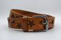 3cm cognac kinder riem met sterprint