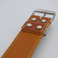 Hondenhalsband met naam 60cm cognac echt Italiaans leer 
