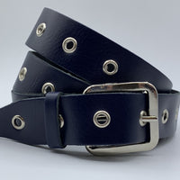 Lange trendy  zwarte knoopriem met ringen