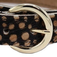 zwart met bruine print riem.