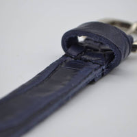 blauwe 2cm brede krokodillen print damesriem 