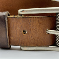 Stoere cognac riem met gewassen vintage leer