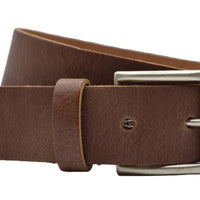 Donker cognac XXL 4cm brede split echt leren riem.