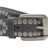4cm brede grijze riem met oud zilveren grote studs
