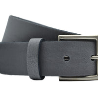 Licht grijze goedkope 4cm brede split echt leren riem.