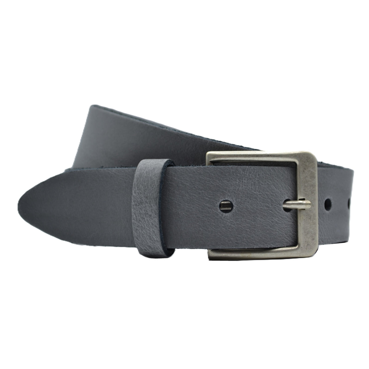 Licht grijze goedkope 4cm brede split echt leren riem.