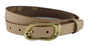 2cm brede beige riem met krokodillenprint. Afgewerkt met gouden gesp.