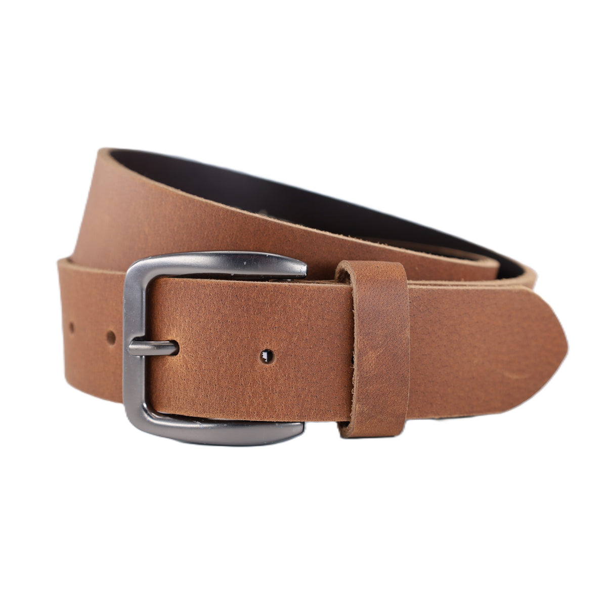 Cognac riem met gunmetal gesp en stevig pull up buffel leer van bijna 4mm dik