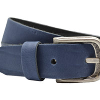 Blauwe 3.5cm brede voordelige riem van echt leer