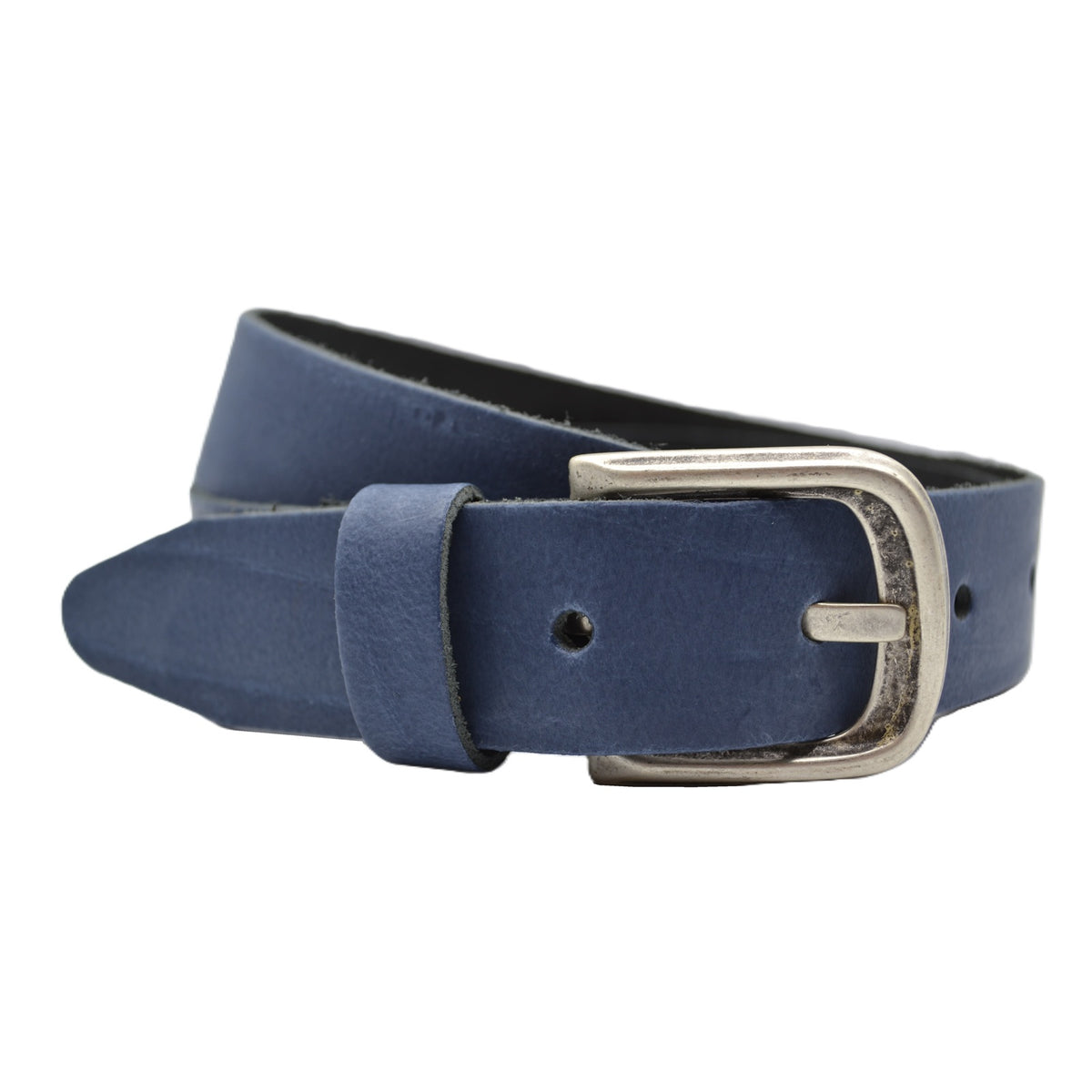 Blauwe 3.5cm brede voordelige riem van echt leer