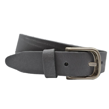 Grijze 3.5cm brede voordelige riem van echt leer
