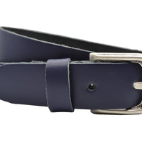Navy blauwe 3.5cm brede voordelige riem van echt leer