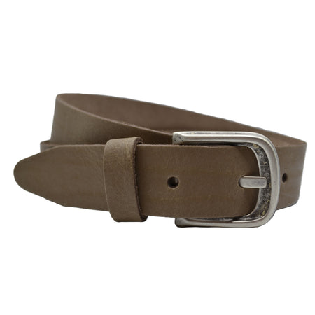 Taupe 3.5cm brede voordelige riem van echt leer