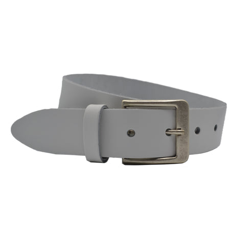 Witte goedkope 4cm brede split echt leren riem.