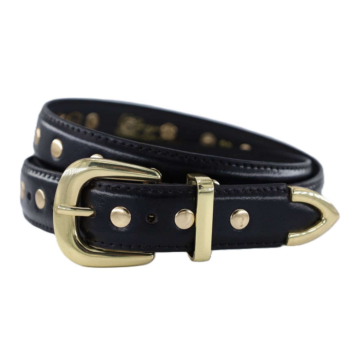 3cm brede zwarte riem met gouden studs