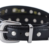 3cm brede zwarte riem met zilveren studs