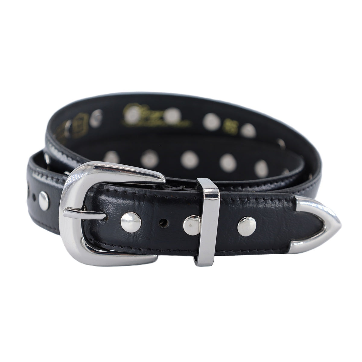 3cm brede zwarte riem met zilveren studs