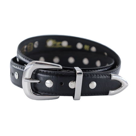 3cm brede zwarte riem met zilveren studs